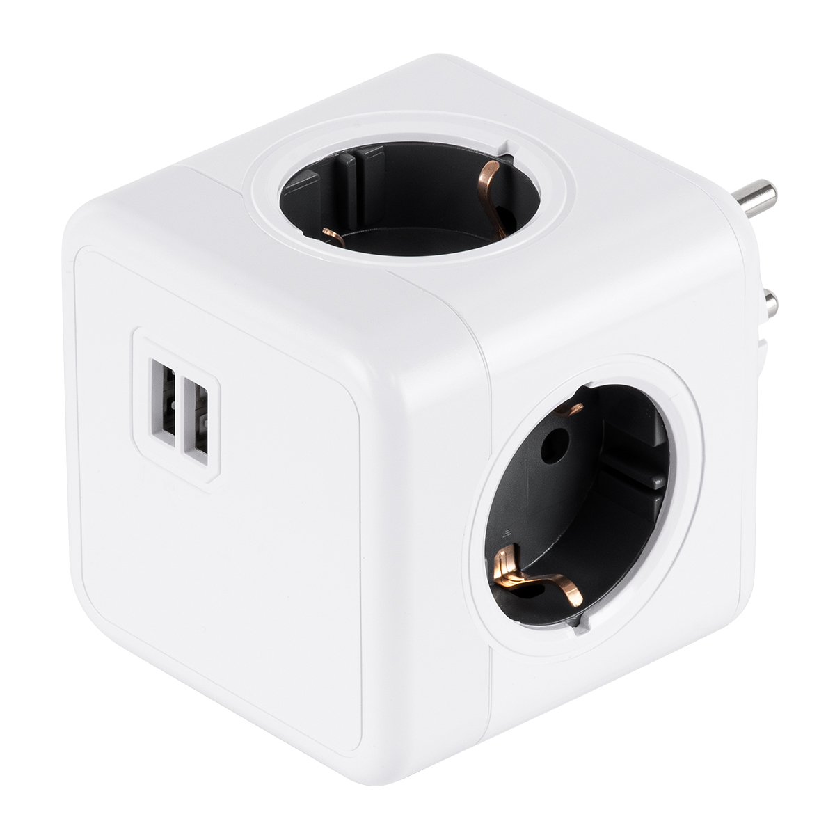 GloboStar® TRAVEL PowerCube PRO Certified 79633 Πολύπριζο 6 Θέσεων με 4 Πρίζες Ασφαλείας Childproof EU Schuko AC 220-240V & 2 Πρίζες USB Max 2.1A/DC 5V Μ7.5 x Π11.5 x Υ7.5 - Λευκό με Γκρι - Max Load 3680W/16A GloboStar® TRAVEL PowerCube PRO Certified 79633 Πολύπριζο 6 Θέσεων με 4 Πρίζες Ασφαλείας Childproof EU Schuko AC 220-240V & 2 Πρίζες USB Max 2.1A/DC 5V Μ7.5 x Π11.5 x Υ7.5 - Λευκό με Γκρι - Max Load 3680W/16A