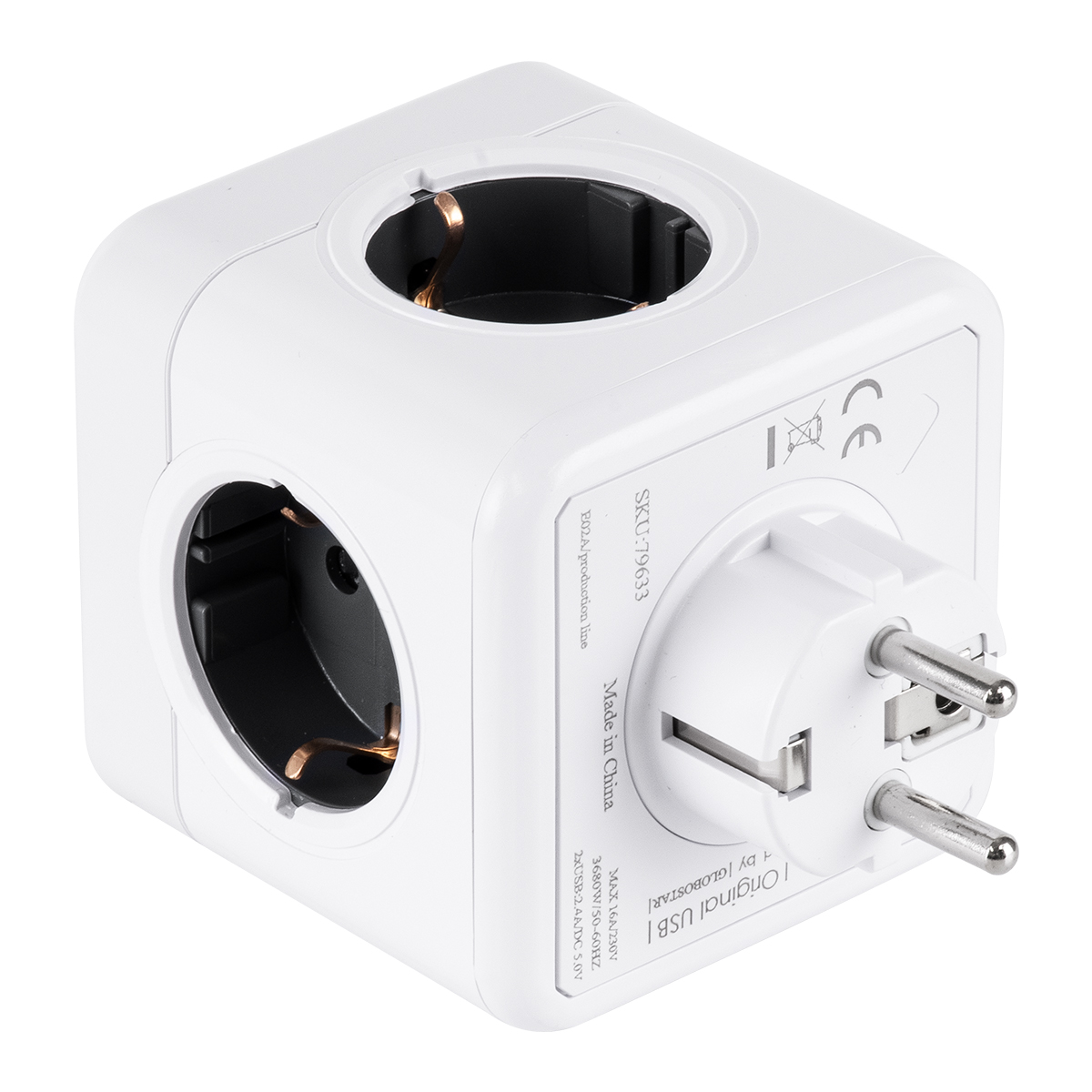 GloboStar® TRAVEL PowerCube PRO Certified 79633 Πολύπριζο 6 Θέσεων με 4 Πρίζες Ασφαλείας Childproof EU Schuko AC 220-240V & 2 Πρίζες USB Max 2.1A/DC 5V Μ7.5 x Π11.5 x Υ7.5 - Λευκό με Γκρι - Max Load 3680W/16A GloboStar® TRAVEL PowerCube PRO Certified 79633 Πολύπριζο 6 Θέσεων με 4 Πρίζες Ασφαλείας Childproof EU Schuko AC 220-240V & 2 Πρίζες USB Max 2.1A/DC 5V Μ7.5 x Π11.5 x Υ7.5 - Λευκό με Γκρι - Max Load 3680W/16A