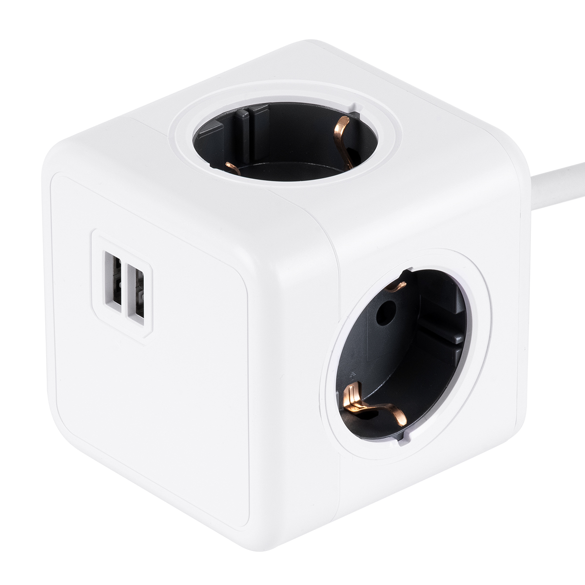GloboStar® TRAVEL PowerCube PRO Certified 79639 Πολύπριζο 6 Θέσεων με 1.5m Kαλώδιο - 4 Πρίζες Ασφαλείας Childproof EU Schuko AC 220-240V & 2 Πρίζες USB Max 2.1A/DC 5V Μ7.5 x Π7.5 x Υ7.5 - Λευκό με Γκρι - Max Load 3680W/16A GloboStar® TRAVEL PowerCube PRO Certified 79639 Πολύπριζο 6 Θέσεων με 1.5m Kαλώδιο - 4 Πρίζες Ασφαλείας Childproof EU Schuko AC 220-240V & 2 Πρίζες USB Max 2.1A/DC 5V Μ7.5 x Π7.5 x Υ7.5 - Λευκό με Γκρι - Max Load 3680W/16A