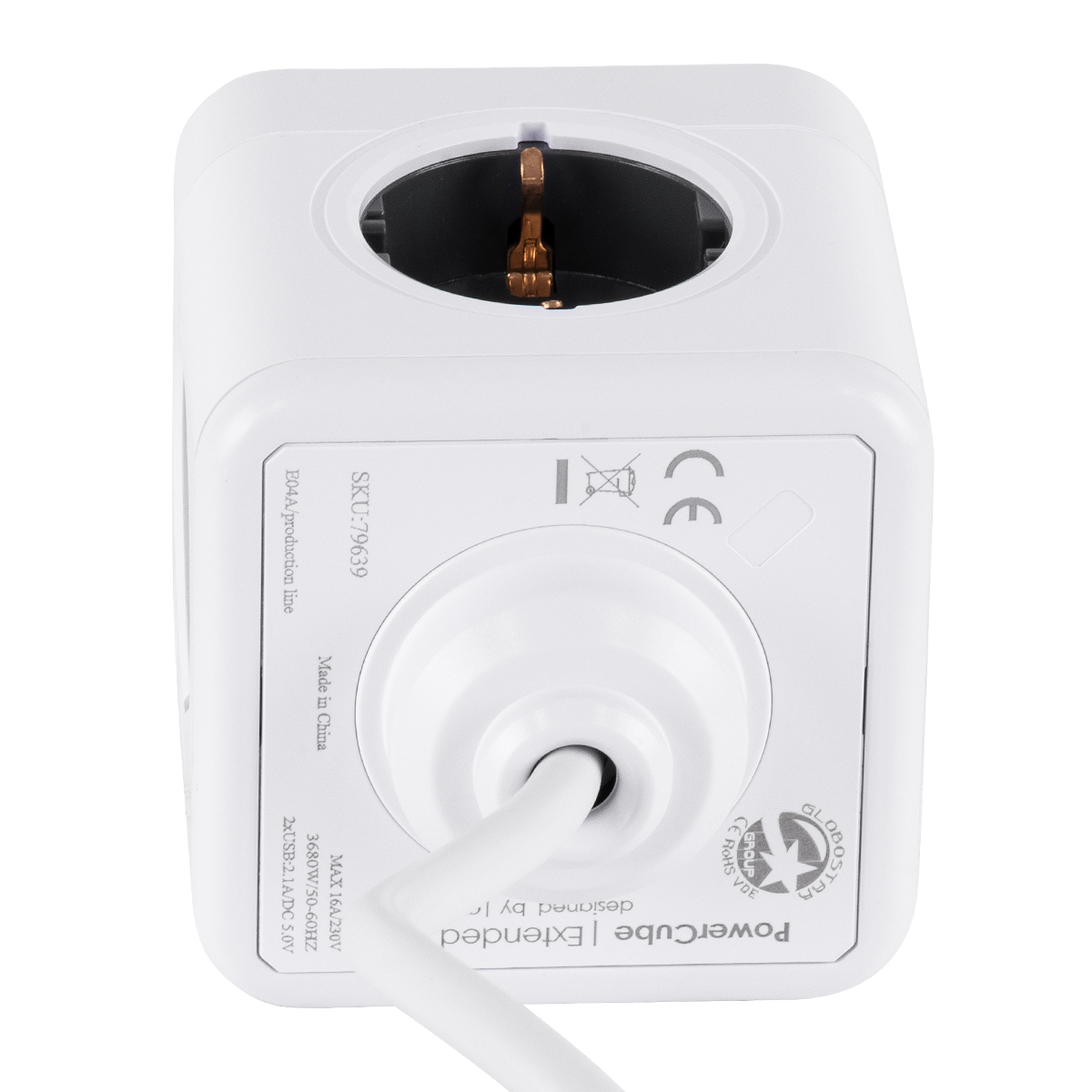 GloboStar® TRAVEL PowerCube PRO Certified 79639 Πολύπριζο 6 Θέσεων με 1.5m Kαλώδιο - 4 Πρίζες Ασφαλείας Childproof EU Schuko AC 220-240V & 2 Πρίζες USB Max 2.1A/DC 5V Μ7.5 x Π7.5 x Υ7.5 - Λευκό με Γκρι - Max Load 3680W/16A GloboStar® TRAVEL PowerCube PRO Certified 79639 Πολύπριζο 6 Θέσεων με 1.5m Kαλώδιο - 4 Πρίζες Ασφαλείας Childproof EU Schuko AC 220-240V & 2 Πρίζες USB Max 2.1A/DC 5V Μ7.5 x Π7.5 x Υ7.5 - Λευκό με Γκρι - Max Load 3680W/16A