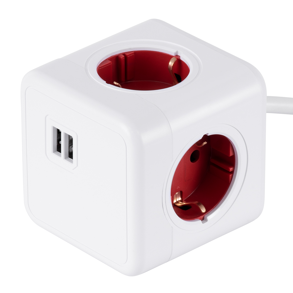 GloboStar® TRAVEL PowerCube PRO Certified 79642 Πολύπριζο 6 Θέσεων με 1.5m Kαλώδιο - 4 Πρίζες Ασφαλείας Childproof EU Schuko AC 220-240V & 2 Πρίζες USB Max 2.1A/DC 5V Μ7.5 x Π7.5 x Υ7.5 - Λευκό με Κόκκινο - Max Load 3680W/16A GloboStar® TRAVEL PowerCube PRO Certified 79642 Πολύπριζο 6 Θέσεων με 1.5m Kαλώδιο - 4 Πρίζες Ασφαλείας Childproof EU Schuko AC 220-240V & 2 Πρίζες USB Max 2.1A/DC 5V Μ7.5 x Π7.5 x Υ7.5 - Λευκό με Κόκκινο - Max Load 3680W/16A