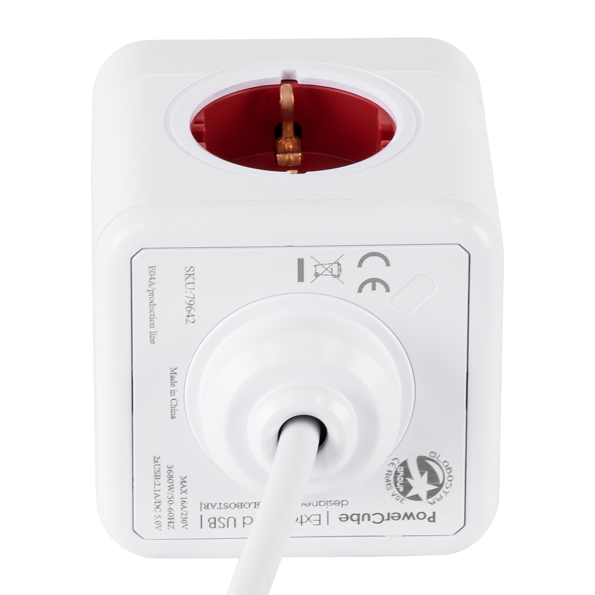 GloboStar® TRAVEL PowerCube PRO Certified 79642 Πολύπριζο 6 Θέσεων με 1.5m Kαλώδιο - 4 Πρίζες Ασφαλείας Childproof EU Schuko AC 220-240V & 2 Πρίζες USB Max 2.1A/DC 5V Μ7.5 x Π7.5 x Υ7.5 - Λευκό με Κόκκινο - Max Load 3680W/16A GloboStar® TRAVEL PowerCube PRO Certified 79642 Πολύπριζο 6 Θέσεων με 1.5m Kαλώδιο - 4 Πρίζες Ασφαλείας Childproof EU Schuko AC 220-240V & 2 Πρίζες USB Max 2.1A/DC 5V Μ7.5 x Π7.5 x Υ7.5 - Λευκό με Κόκκινο - Max Load 3680W/16A