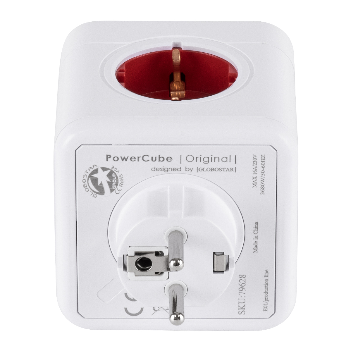 GloboStar® TRAVEL PowerCube PRO Certified 79628 Πολύπριζο 5 Θέσεων με 5 Πρίζες Ασφαλείας Childproof EU Schuko AC 220-240V Μ7.5 x Π11.5 x Υ7.5 - Λευκό με Κόκκινο - Max Load 3680W/16A GloboStar® TRAVEL PowerCube PRO Certified 79628 Πολύπριζο 5 Θέσεων με 5 Πρίζες Ασφαλείας Childproof EU Schuko AC 220-240V Μ7.5 x Π11.5 x Υ7.5 - Λευκό με Κόκκινο - Max Load 3680W/16A