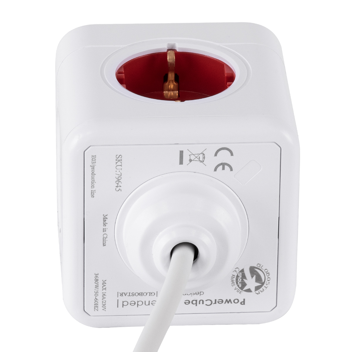 GloboStar® TRAVEL PowerCube PRO Certified 79645 Πολύπριζο 5 Θέσεων με 1.5m Kαλώδιο - 5 Πρίζες Ασφαλείας Childproof EU Schuko AC 220-240V Μ7.5 x Π11.5 x Υ7.5 - Λευκό με Κόκκινο - Max Load 3680W/16A GloboStar® TRAVEL PowerCube PRO Certified 79645 Πολύπριζο 5 Θέσεων με 1.5m Kαλώδιο - 5 Πρίζες Ασφαλείας Childproof EU Schuko AC 220-240V Μ7.5 x Π11.5 x Υ7.5 - Λευκό με Κόκκινο - Max Load 3680W/16A