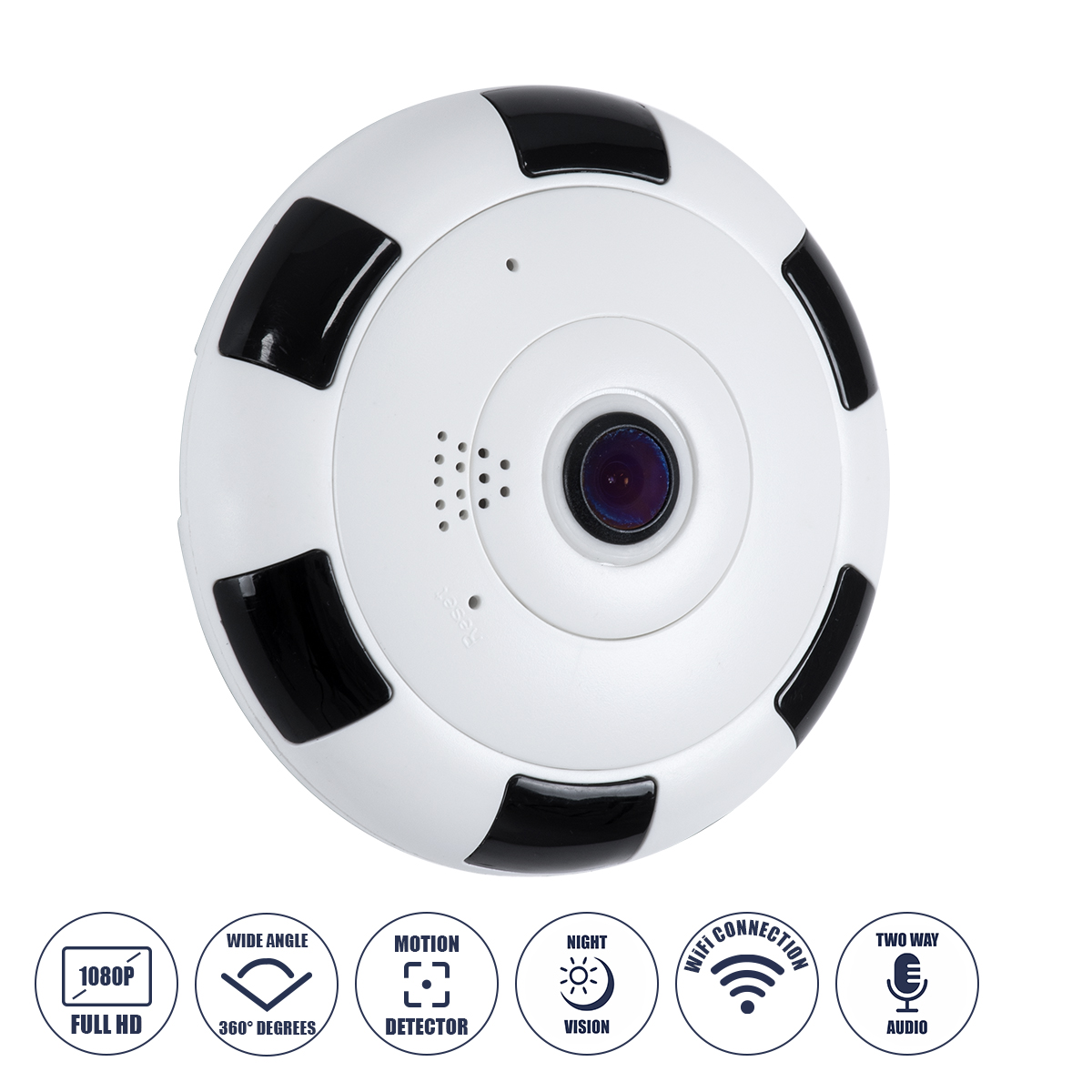 GloboStar® 86027 Επιτοίχια IP Camera 1080P WiFi 360° Μοιρών - Νυχτερινή Όραση με LED IR - Διπλή Κατέυθυνση Ομιλίας - Ανιχνευτή Κίνησης - Νυχτερινή Λήψη - Λευκό Μαύρο GloboStar® 86027 Επιτοίχια IP Camera 1080P WiFi 360° Μοιρών - Νυχτερινή Όραση με LED IR - Διπλή Κατέυθυνση Ομιλίας - Ανιχνευτή Κίνησης - Νυχτερινή Λήψη - Λευκό Μαύρο