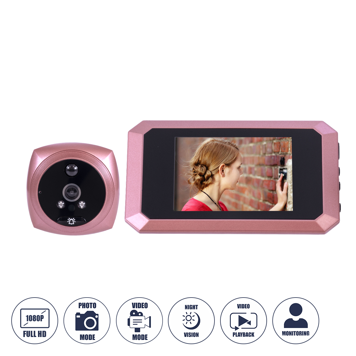 GloboStar® 86064 Επαναφορτιζόμενη Ψηφιακή Έξυπνη Camera Εξώπορτας 90° Μοιρών με Έγχρωμη Οθόνη 4.1" Inches - USB - Νυχτερινή Όραση με LED IR - Κουδούνι - Ροζ GloboStar® 86064 Επαναφορτιζόμενη Ψηφιακή Έξυπνη Camera Εξώπορτας 90° Μοιρών με Έγχρωμη Οθόνη 4.1" Inches - USB - Νυχτερινή Όραση με LED IR - Κουδούνι - Ροζ