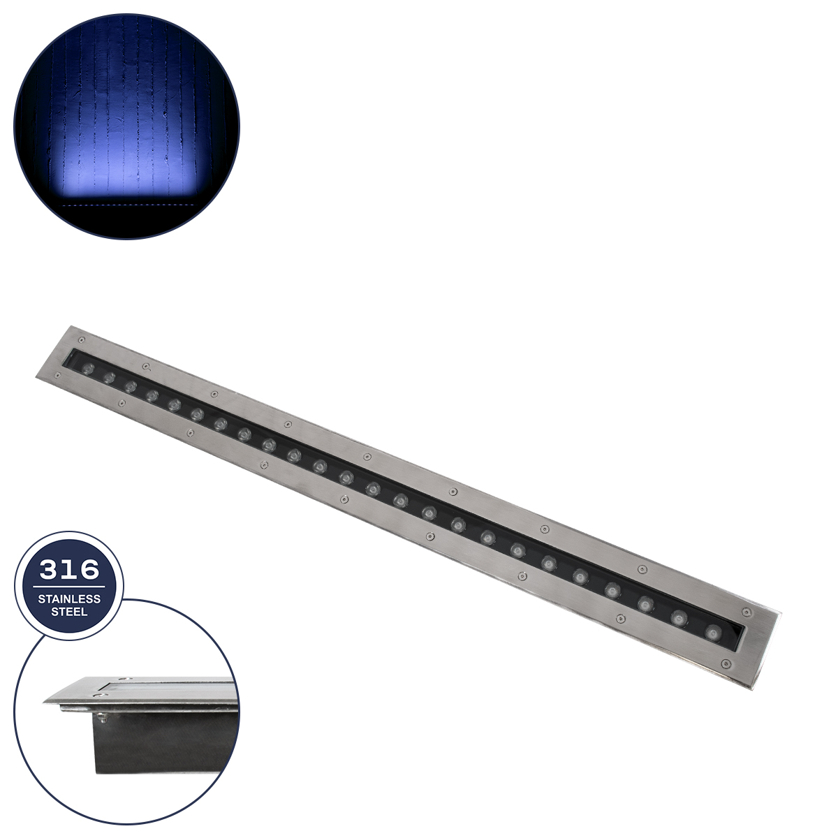 GloboStar® UNDERGROUND-REMVI 90194-B Χωνευτό Φωτιστικό Wall Washer Δαπέδου LED 18W 1440lm 10° DC 24V Αδιάβροχο IP68 L100 x W9 x H7.2cm Μπλε - Ανοξείδωτο Ατσάλι - 3 Years Warranty GloboStar® UNDERGROUND-REMVI 90194-B Χωνευτό Φωτιστικό Wall Washer Δαπέδου LED 18W 1440lm 10° DC 24V Αδιάβροχο IP68 L100 x W9 x H7.2cm Μπλε - Ανοξείδωτο Ατσάλι - 3 Years Warranty
