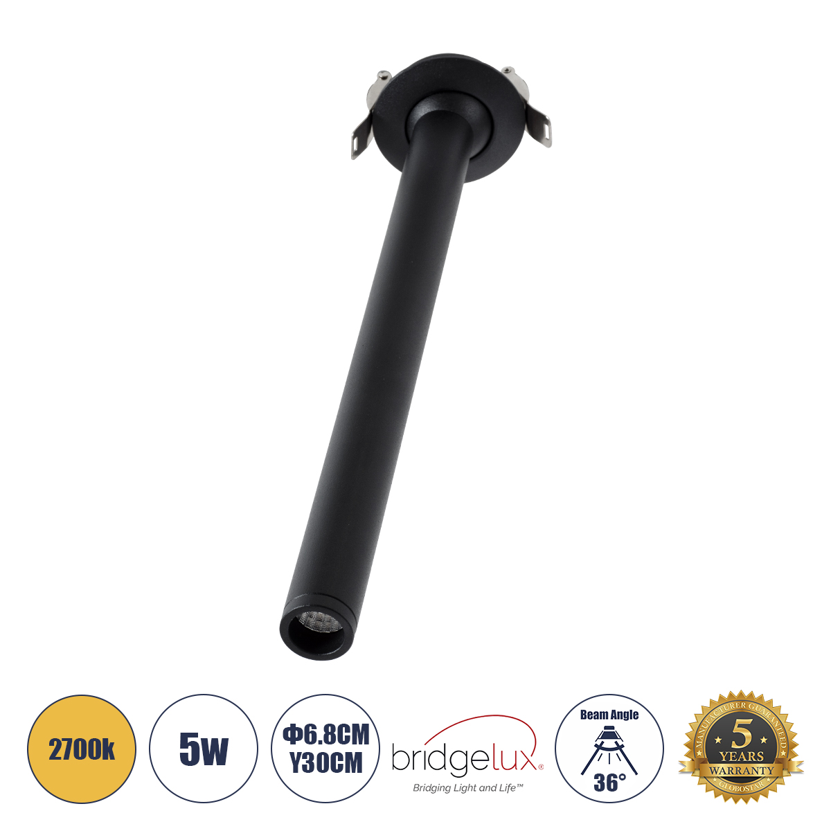 GloboStar® DALE 60373 Χωνευτό LED Κινούμενο Spot Downlight TrimLess Φ6.4cm 5W 500lm 36° AC 220-240V IP20 Φ6.4cm x Υ30cm - Στρόγγυλο - Μαύρο - Θερμό Λευκό 2700K - Bridgelux COB - TÜV Certified Driver - 5 Years Warranty GloboStar® DALE 60373 Χωνευτό LED Κινούμενο Spot Downlight TrimLess Φ6.4cm 5W 500lm 36° AC 220-240V IP20 Φ6.4cm x Υ30cm - Στρόγγυλο - Μαύρο - Θερμό Λευκό 2700K - Bridgelux COB - TÜV Certified Driver - 5 Years Warranty