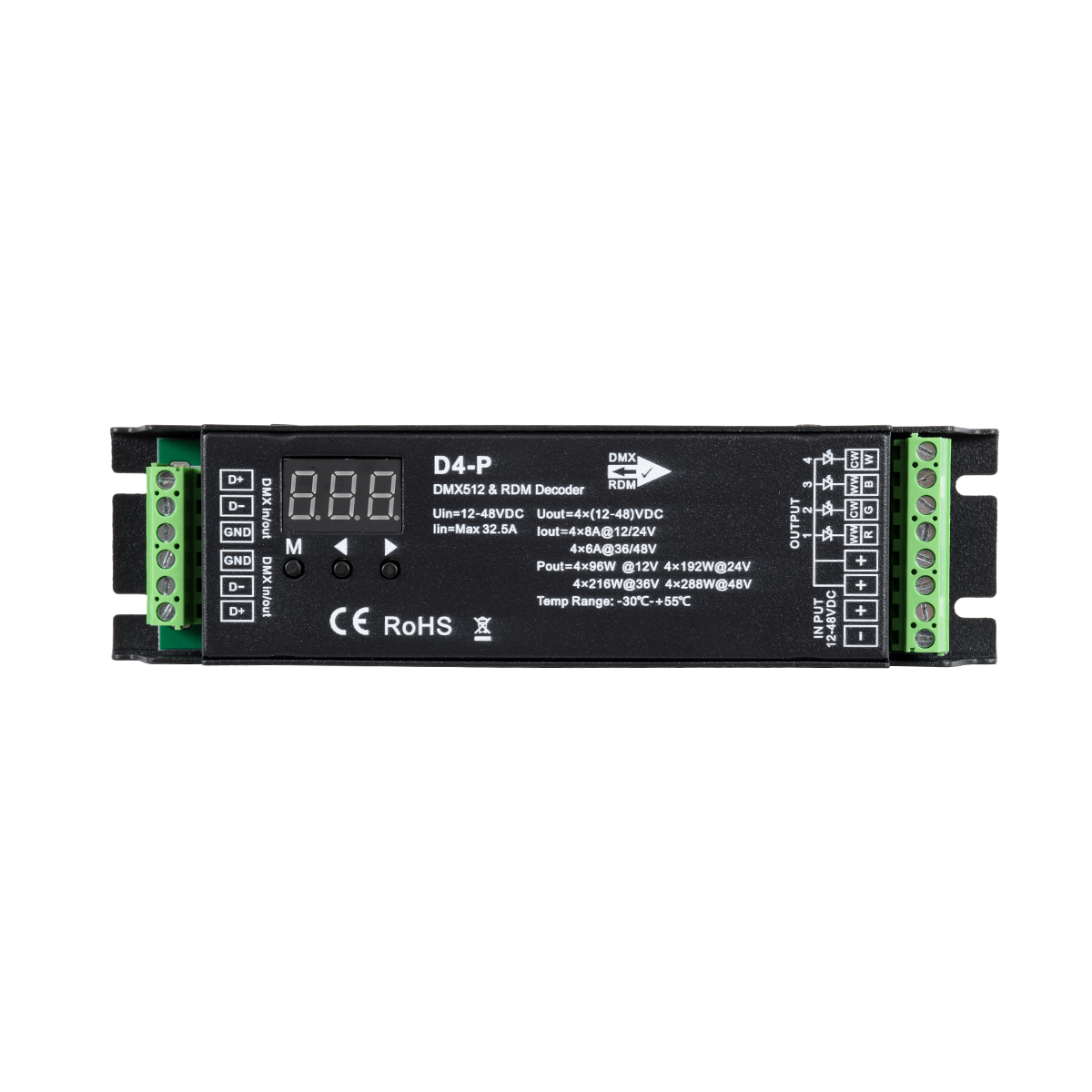 GloboStar® 70669 D4-P SKYDANCE DC DMX & RDM Dimmer High Speed Controller / Decoder 4 Καναλιών DC 12-48V 4 x 8A 384W - Max 32.5A 1152W - IP20 Μ17.5 x Π4.5 x Υ2.8cm - 5 Years Warranty GloboStar® 70669 D4-P SKYDANCE DC DMX & RDM Dimmer High Speed Controller / Decoder 4 Καναλιών DC 12-48V 4 x 8A 384W - Max 32.5A 1152W - IP20 Μ17.5 x Π4.5 x Υ2.8cm - 5 Years Warranty