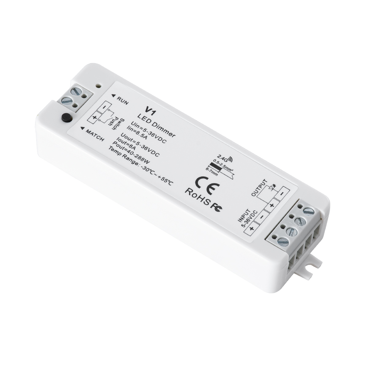 GloboStar® 71567 V1 SKYDANCE DC RF 2.4Ghz Dimmer High Speed Controller & Push Dimming 1 Κανάλι DC 5-36V 1 x 8A 288W - Max 8.5A 288W - IP20 Μ10 x Π3.5 x Υ2cm - 5 Years Warranty GloboStar® 71567 V1 SKYDANCE DC RF 2.4Ghz Dimmer High Speed Controller & Push Dimming 1 Κανάλι DC 5-36V 1 x 8A 288W - Max 8.5A 288W - IP20 Μ10 x Π3.5 x Υ2cm - 5 Years Warranty