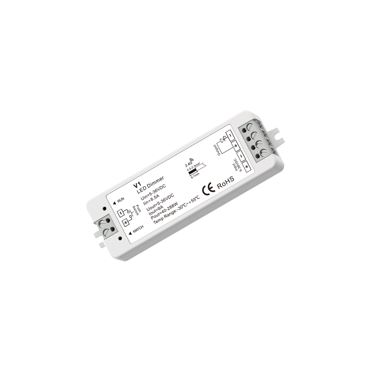 GloboStar® 71567 V1 SKYDANCE DC RF 2.4Ghz Dimmer High Speed Controller & Push Dimming 1 Κανάλι DC 5-36V 1 x 8A 288W - Max 8.5A 288W - IP20 Μ10 x Π3.5 x Υ2cm - 5 Years Warranty GloboStar® 71567 V1 SKYDANCE DC RF 2.4Ghz Dimmer High Speed Controller & Push Dimming 1 Κανάλι DC 5-36V 1 x 8A 288W - Max 8.5A 288W - IP20 Μ10 x Π3.5 x Υ2cm - 5 Years Warranty