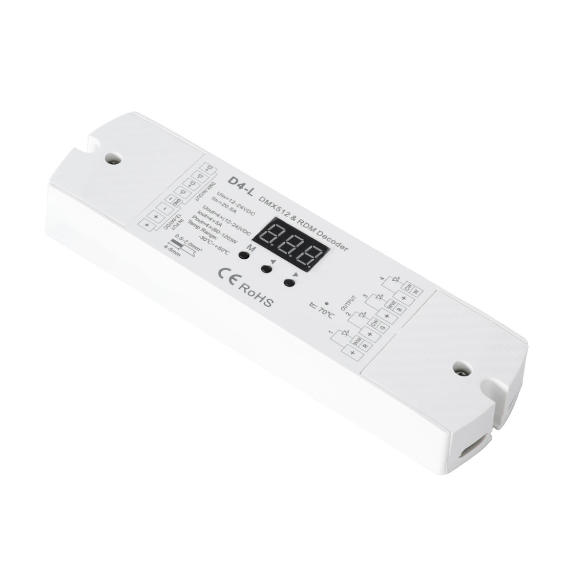 GloboStar® 70668 D4-L SKYDANCE DC DMX & RDM Dimmer High Speed Controller / Decoder 4 Καναλιών DC 12-24V 4 x 5A 120W - Max 20.5A 480W - IP20 Μ17 x Π5 x Υ2.5cm - 5 Years Warranty GloboStar® 70668 D4-L SKYDANCE DC DMX & RDM Dimmer High Speed Controller / Decoder 4 Καναλιών DC 12-24V 4 x 5A 120W - Max 20.5A 480W - IP20 Μ17 x Π5 x Υ2.5cm - 5 Years Warranty