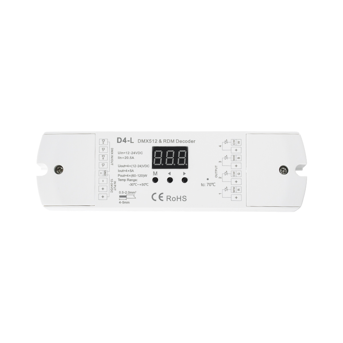GloboStar® 70668 D4-L SKYDANCE DC DMX & RDM Dimmer High Speed Controller / Decoder 4 Καναλιών DC 12-24V 4 x 5A 120W - Max 20.5A 480W - IP20 Μ17 x Π5 x Υ2.5cm - 5 Years Warranty GloboStar® 70668 D4-L SKYDANCE DC DMX & RDM Dimmer High Speed Controller / Decoder 4 Καναλιών DC 12-24V 4 x 5A 120W - Max 20.5A 480W - IP20 Μ17 x Π5 x Υ2.5cm - 5 Years Warranty