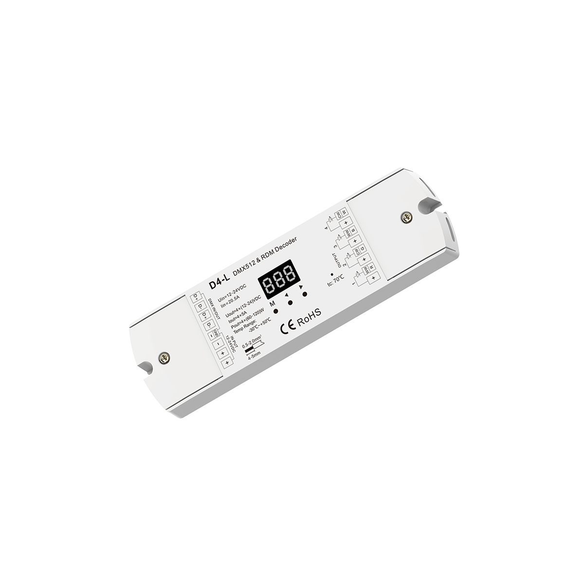 GloboStar® 70668 D4-L SKYDANCE DC DMX & RDM Dimmer High Speed Controller / Decoder 4 Καναλιών DC 12-24V 4 x 5A 120W - Max 20.5A 480W - IP20 Μ17 x Π5 x Υ2.5cm - 5 Years Warranty GloboStar® 70668 D4-L SKYDANCE DC DMX & RDM Dimmer High Speed Controller / Decoder 4 Καναλιών DC 12-24V 4 x 5A 120W - Max 20.5A 480W - IP20 Μ17 x Π5 x Υ2.5cm - 5 Years Warranty