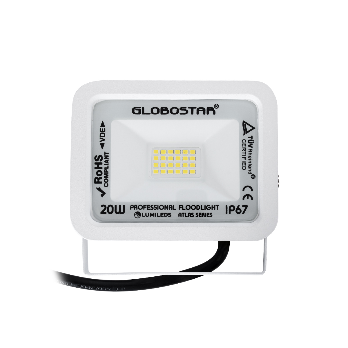 GloboStar® ATLAS 61408 Επαγγελματικός Προβολέας LED 20W 2400lm 120° AC 220-240V - Αδιάβροχος IP67 - Μ12 x Π2.5 x Υ9.5cm - Λευκό - Φυσικό Λευκό 4500K - LUMILEDS Chips - TÜV Rheinland Certified - 5 Years Warranty GloboStar® ATLAS 61408 Επαγγελματικός Προβολέας LED 20W 2400lm 120° AC 220-240V - Αδιάβροχος IP67 - Μ12 x Π2.5 x Υ9.5cm - Λευκό - Φυσικό Λευκό 4500K - LUMILEDS Chips - TÜV Rheinland Certified - 5 Years Warranty