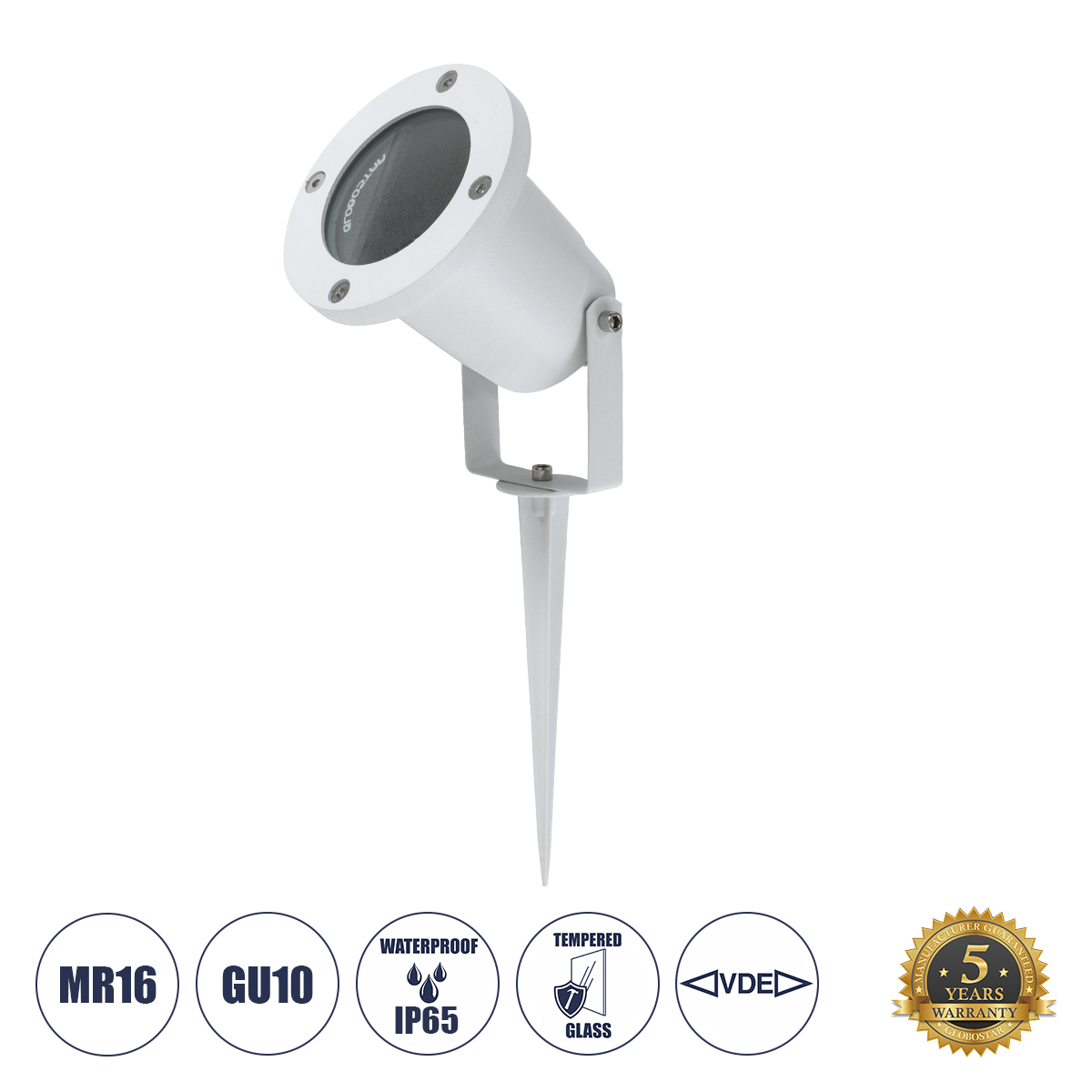 GloboStar® GARDELINI 61483 Καρφωτό Κινούμενο Φωτιστικό Σποτ Κήπου με Ντουί 1 x GU10 VDE Certified AC 220-240V Αδιάβροχο IP65 - Σώμα Αλουμινίου & Υψηλής Αντοχής Tempered Glass & Μ40cm VDE Καλώδιο Σύνδεσης - Φ10 x Υ30cm - Λευκό - 5 Χρόνια Εγγύηση GloboStar® GARDELINI 61483 Καρφωτό Κινούμενο Φωτιστικό Σποτ Κήπου με Ντουί 1 x GU10 VDE Certified AC 220-240V Αδιάβροχο IP65 - Σώμα Αλουμινίου & Υψηλής Αντοχής Tempered Glass & Μ40cm VDE Καλώδιο Σύνδεσης - Φ10 x Υ30cm - Λευκό - 5 Χρόνια Εγγύηση