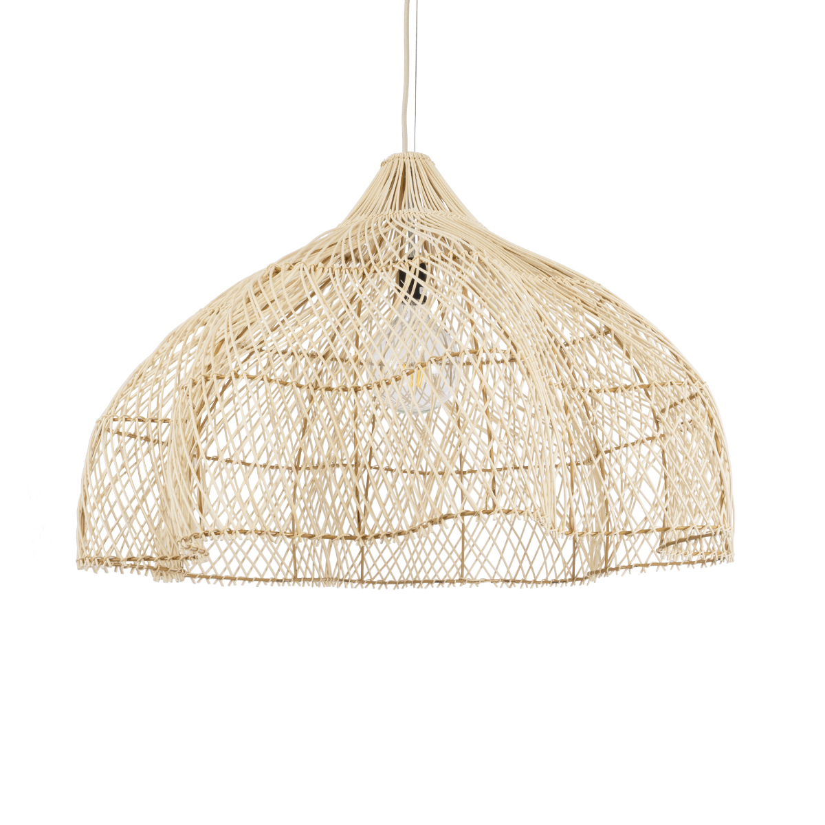 GloboStar® ADEJE 02211 Boho Κρεμαστό Φωτιστικό Καμπάνα Μονόφωτο 1 x E27 IP20 Μπεζ Ρατάν - Μ80 x Π80 x Υ55cm GloboStar® ADEJE 02211 Boho Κρεμαστό Φωτιστικό Καμπάνα Μονόφωτο 1 x E27 IP20 Μπεζ Ρατάν - Μ80 x Π80 x Υ55cm