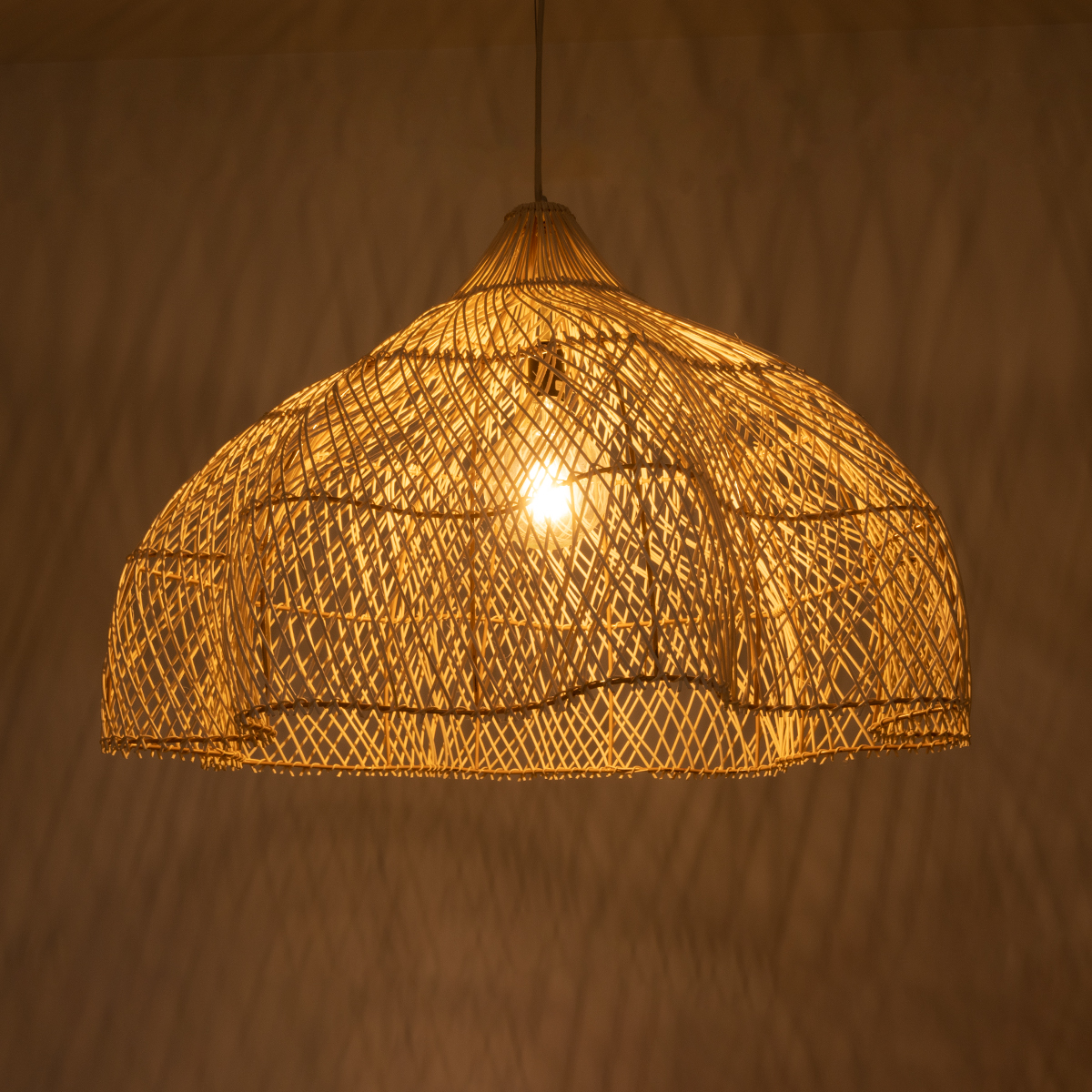 GloboStar® ADEJE 02211 Boho Κρεμαστό Φωτιστικό Καμπάνα Μονόφωτο 1 x E27 IP20 Μπεζ Ρατάν - Μ80 x Π80 x Υ55cm GloboStar® ADEJE 02211 Boho Κρεμαστό Φωτιστικό Καμπάνα Μονόφωτο 1 x E27 IP20 Μπεζ Ρατάν - Μ80 x Π80 x Υ55cm