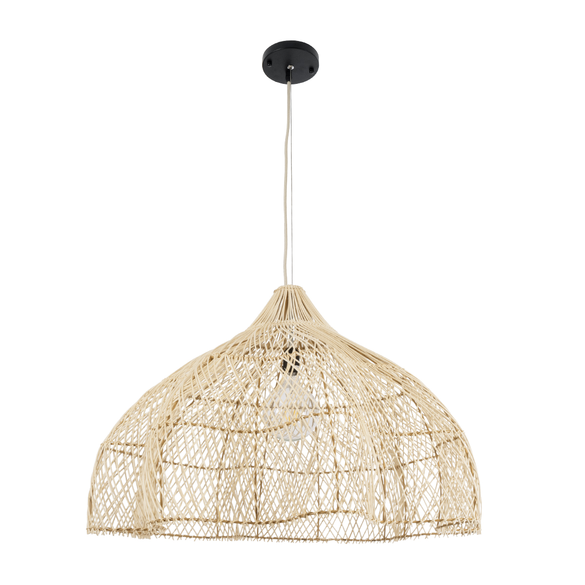 GloboStar® ADEJE 02211 Boho Κρεμαστό Φωτιστικό Καμπάνα Μονόφωτο 1 x E27 IP20 Μπεζ Ρατάν - Μ80 x Π80 x Υ55cm GloboStar® ADEJE 02211 Boho Κρεμαστό Φωτιστικό Καμπάνα Μονόφωτο 1 x E27 IP20 Μπεζ Ρατάν - Μ80 x Π80 x Υ55cm