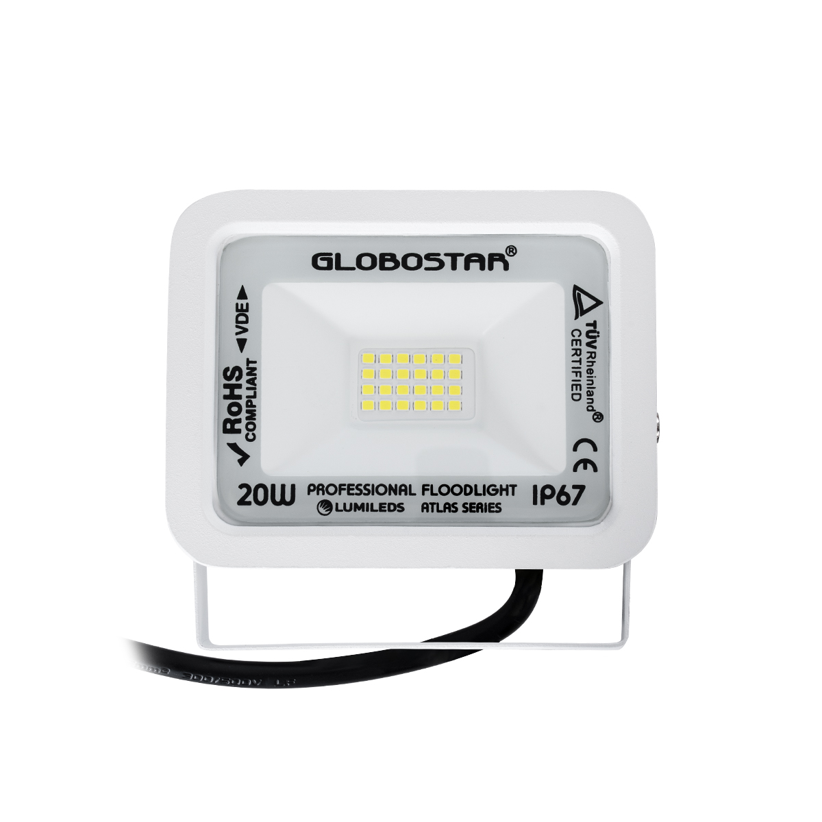 GloboStar® ATLAS 61407 Επαγγελματικός Προβολέας LED 20W 2500lm 120° AC 220-240V - Αδιάβροχος IP67 - Μ12 x Π2.5 x Υ9.5cm - Λευκό - Ψυχρό Λευκό 6000K - LUMILEDS Chips - TÜV Rheinland Certified - 5 Years Warranty GloboStar® ATLAS 61407 Επαγγελματικός Προβολέας LED 20W 2500lm 120° AC 220-240V - Αδιάβροχος IP67 - Μ12 x Π2.5 x Υ9.5cm - Λευκό - Ψυχρό Λευκό 6000K - LUMILEDS Chips - TÜV Rheinland Certified - 5 Years Warranty