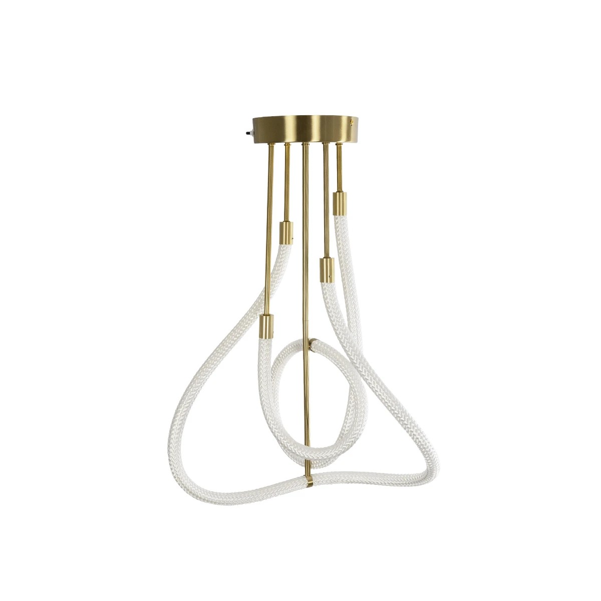 kelvo® GLOW 61670 Μοντέρνο Φωτιστικό Οροφής LED 40W 4000lm 360° AC 220-240V IP20 Ρυθμιζόμενο Λευκό CCT με Χειριστήριο από 2700K έως 6000K Dimmable - Lumileds SMD Chip - Χρυσό Πλατίνα & Λευκό Νήμα - Μ50 x Π50 x Υ70cm - 3 Χρόνια Εγγύηση