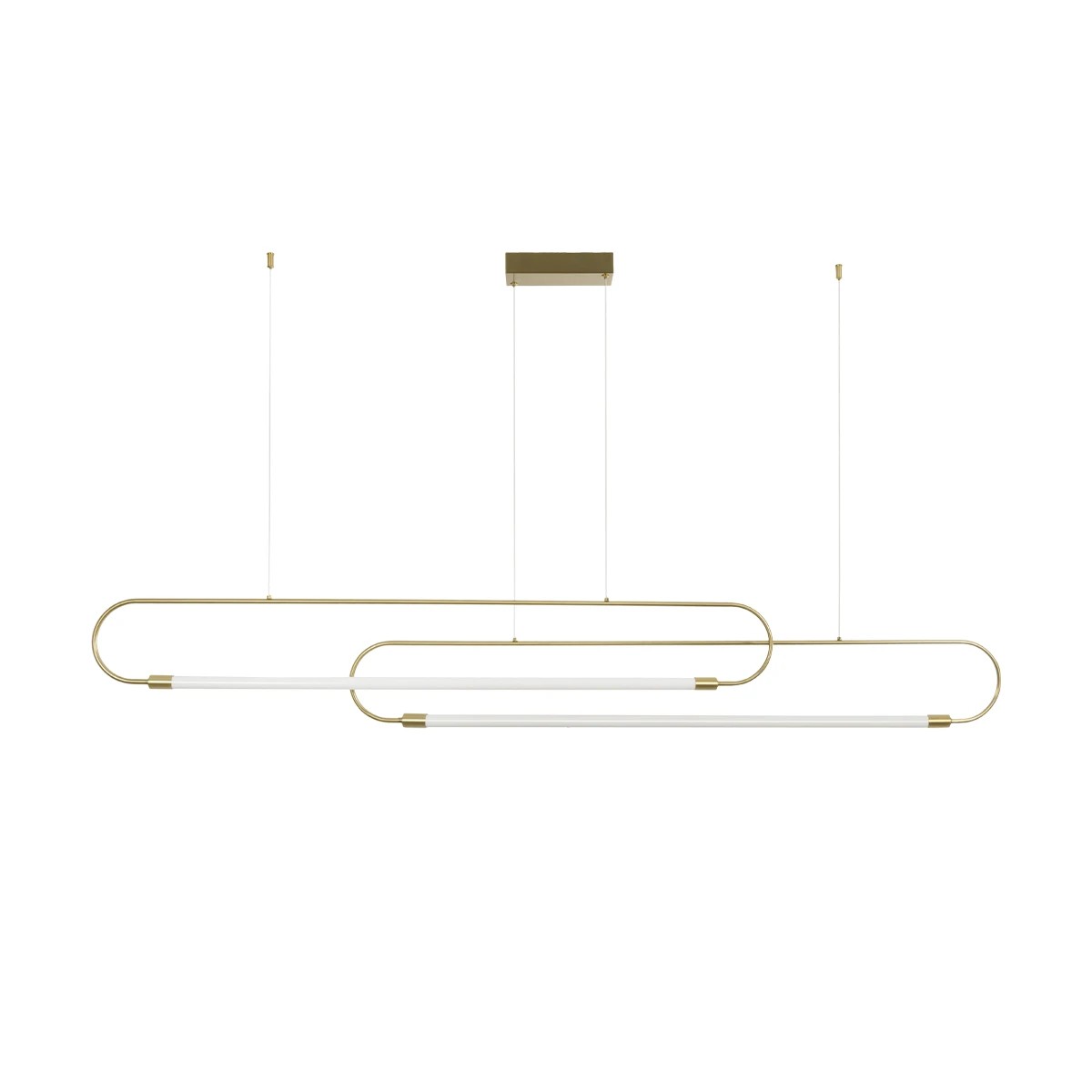kelvo® GLOW 61665 Μοντέρνο Κρεμαστό Φωτιστικό Οροφής LED 28W 2800lm 360° AC 220-240V IP20 Ρυθμιζόμενο Λευκό CCT με Χειριστήριο από 2700K έως 6000K Dimmable - Lumileds SMD Chip - Χρυσό Πλατίνα & Λευκό Νήμα - Μ160 x Π3 x Υ25cm - 3 Χρόνια Εγγύηση
