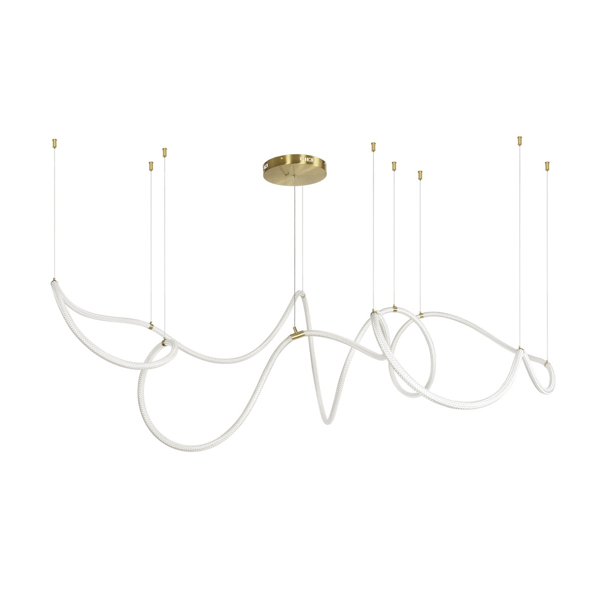 kelvo® GLOW 61669 Μοντέρνο Κρεμαστό Φωτιστικό Οροφής LED 105W 10500lm 360° AC 220-240V IP20 Ρυθμιζόμενο Λευκό CCT με Χειριστήριο από 2700K έως 6000K Dimmable - Lumileds SMD Chip - Χρυσό Πλατίνα & Λευκό Νήμα - Μ300 x Π300 x Υ120cm - 3 Χρόνια Εγγύηση
