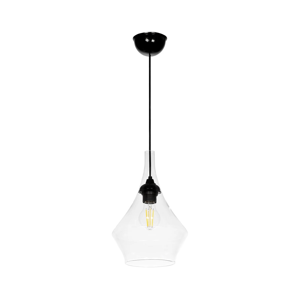 GLOBOSTAR® TORU 206-0042 Μοντέρνο Κρεμαστό Φωτιστικό Οροφής με Ντουί 1 x E27 AC 220-240V IP20 - Διάφανο - Μ20 x Π20 x Υ31cm GLOBOSTAR® TORU 206-0042 Μοντέρνο Κρεμαστό Φωτιστικό Οροφής με Ντουί 1 x E27 AC 220-240V IP20 - Διάφανο - Μ20 x Π20 x Υ31cm