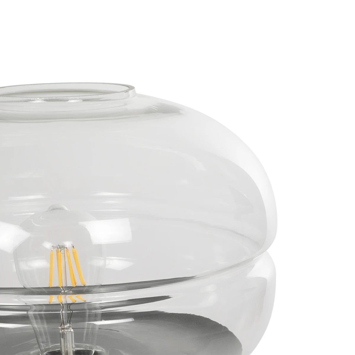 GloboStar JAVAN 999-0036 Μοντέρνο Επιτραπέζιο Φωτιστικό Πορτατίφ Μονόφωτο 1 x E27 IP20 Διάφανο Γυαλί με Μαύρο Μέταλλο - Μ30 x Π30 x Υ19cm