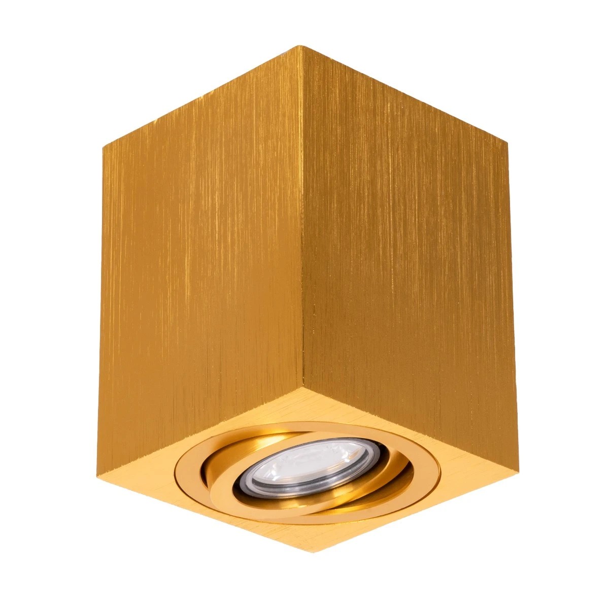 kelvo AKIRA KLV-101-0031 Κινούμενο Φωτιστικό Downlight Σποτ για Λάμπα MR16 με Ντουί GU10 AC 220-240V IP20 - Χρυσό Βούρτσας - Μ8 x Π8 x Υ10cm