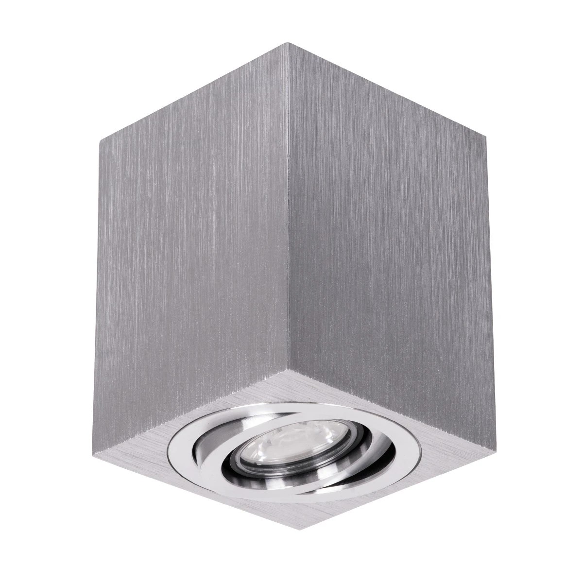 kelvo AKIRA KLV-101-0030 Κινούμενο Φωτιστικό Downlight Σποτ για Λάμπα MR16 με Ντουί GU10 AC 220-240V IP20 - Νίκελ Βούρτσας - Μ8 x Π8 x Υ10cm