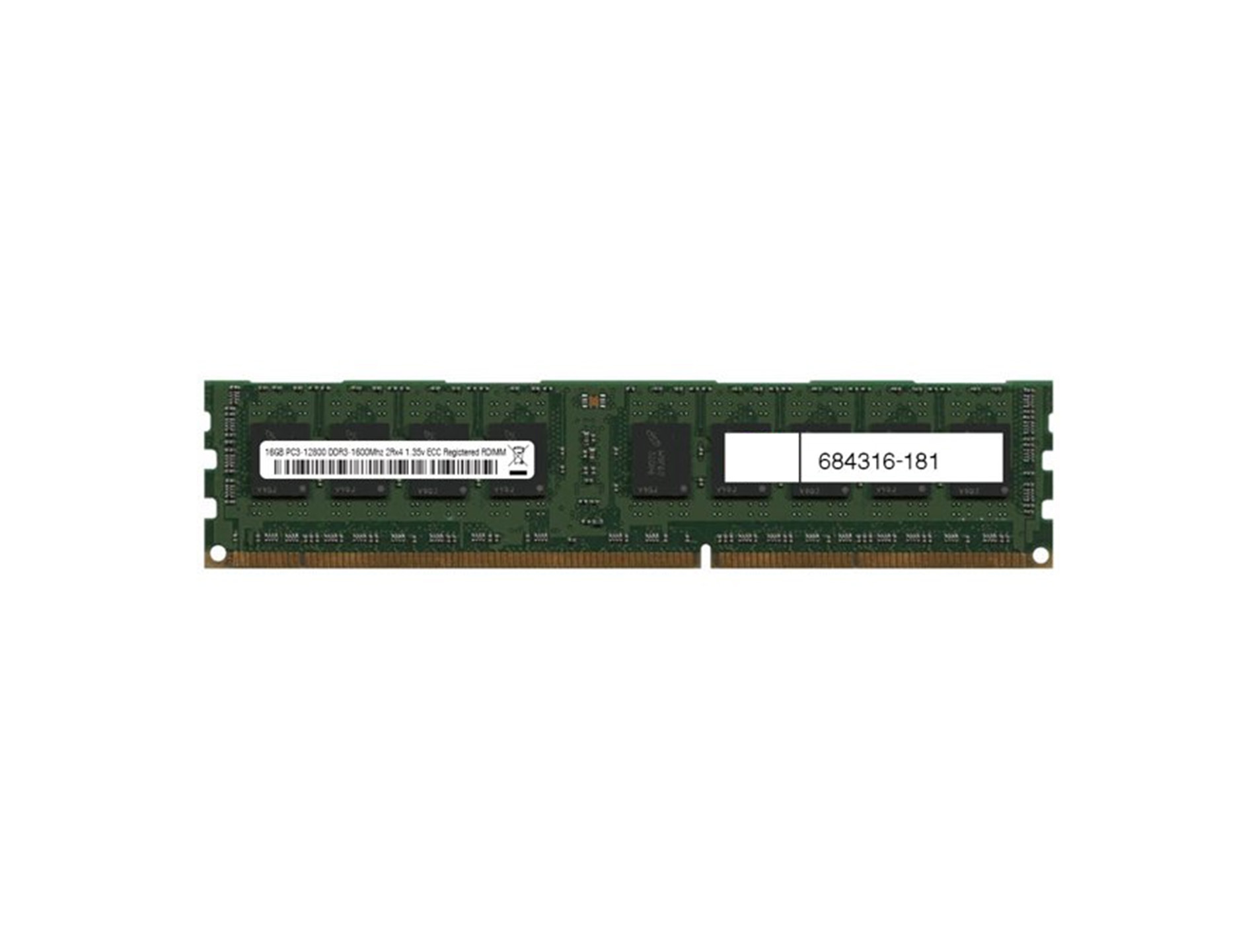REFURBISHED 16GB HP PC3-12800R DDR3-1600 2Rx4 CL11 RDIMM 1.5V GRADE A REFURBISHED 16GB HP PC3-12800R DDR3-1600 2Rx4 CL11 RDIMM 1.5V GRADE A