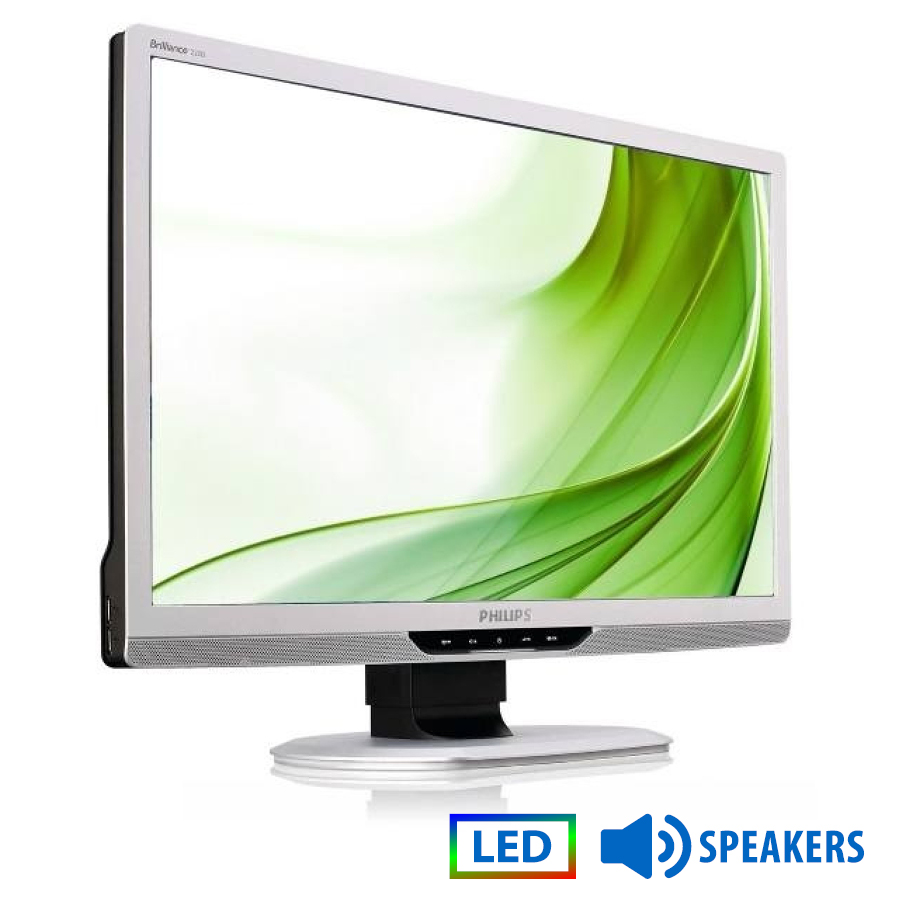 Used (A-) Monitor 220BLP LED/Philips/22\\"/1680x1050/Wide/Silver/Black/w/Speakers/Grade A-/D-SUB & DVI
